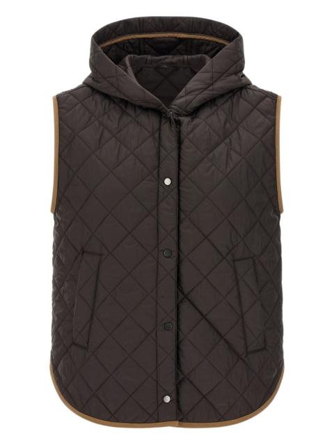 hooded quilted gilet