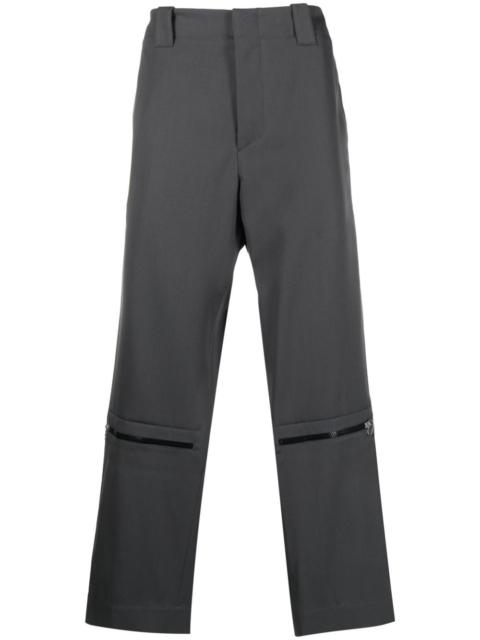 zip-detail straight-leg trousers