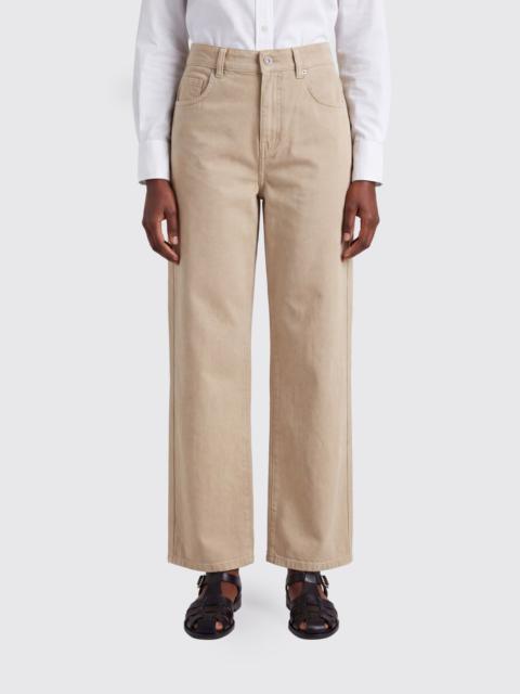 BRUNELLO CUCINELLI High-Waisted Wide-Leg Trousers in a Cotton and Linen Blend
