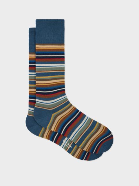 Blue Multicolour Stripe Socks
