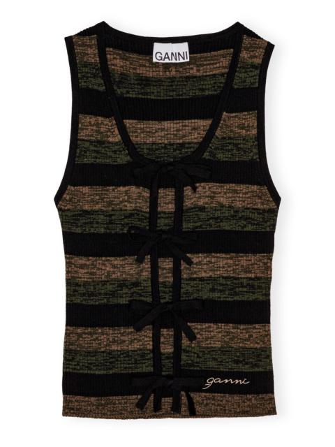 STRIPED RIBBED MERINO WOOL TIE TOP