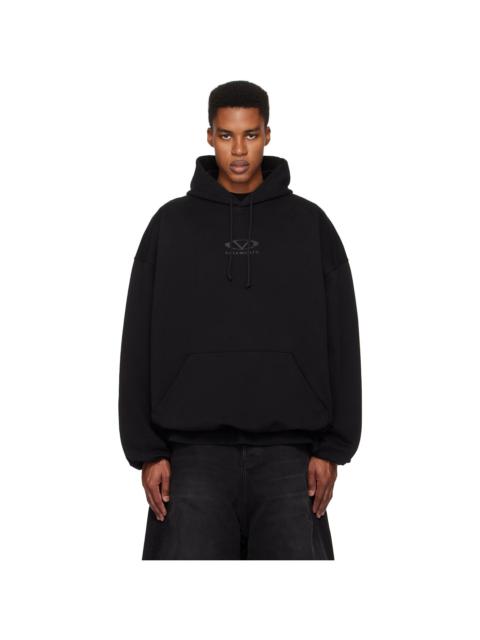 Black Oval Logo Cropped Boxy Hoodie