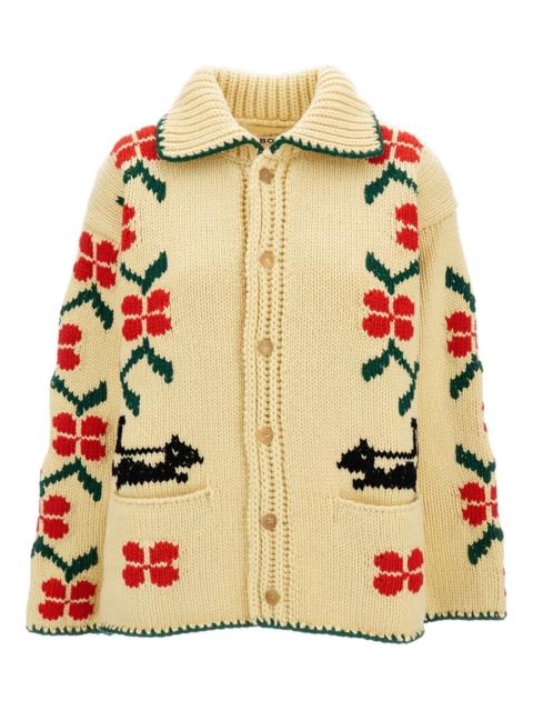 patterned-intarsia cardigan