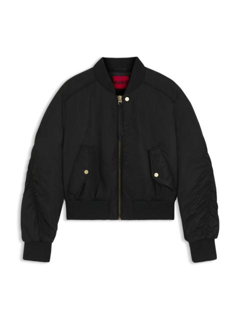 RUCHED-DETAIL BOMBER JACKET WITH WATER-REPELLENT FINISH