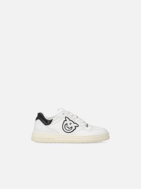 LEATHER SNEAKERS WITH BLACK AND WHITE LOGO