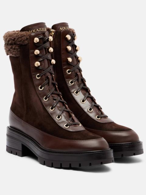 Very Cortina shearling-trimmed suede lace-up boots
