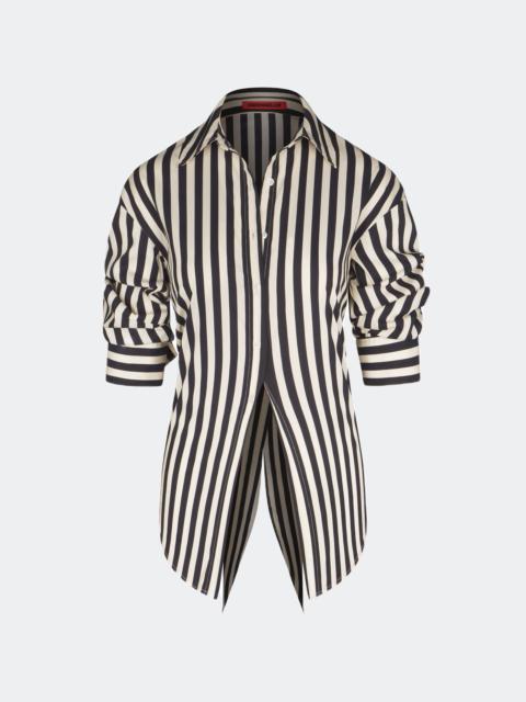 Loch Poplin Button Up in Black/White Stripe