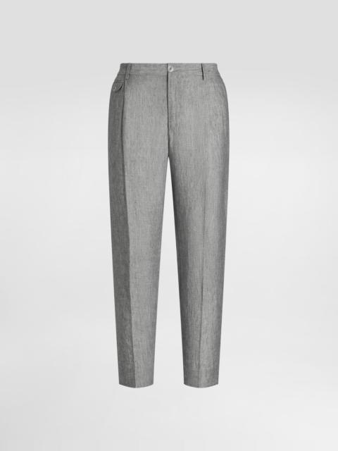 Washed linen canvas trousers