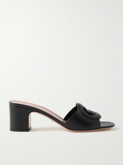 Cutout leather mules Black