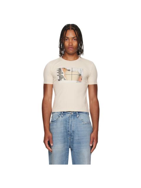 Beige Printed Fire Baby T-shirt