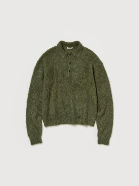 BRUSHED SUPER KID MOHAIR KNIT POLO