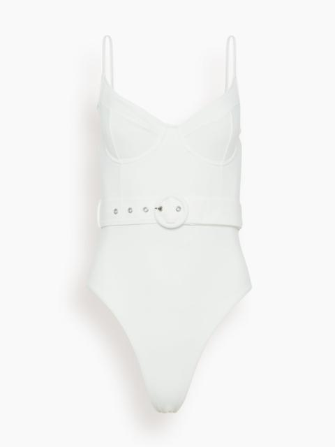 Noa Belted Bustier One Piece Swimsuit in White