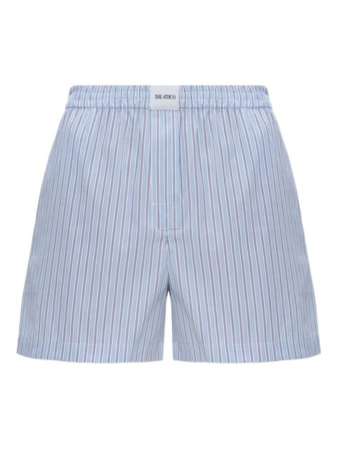 striped-pattern elasticated mini shorts