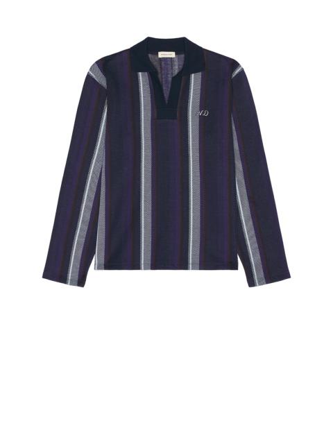 Long Sleeve Striped Polo