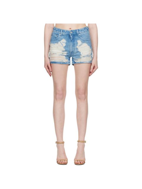 Blue Distressed Denim Shorts