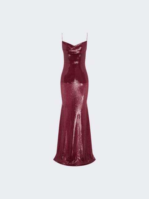 Draped Longline Corset Gown Plum