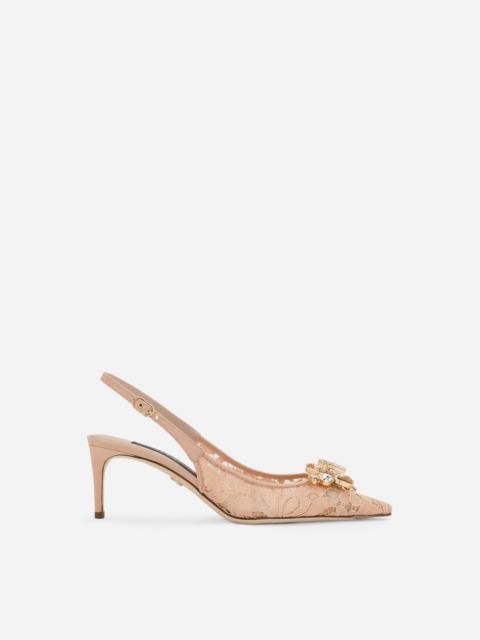 Rainbow lace slingbacks in lurex lace