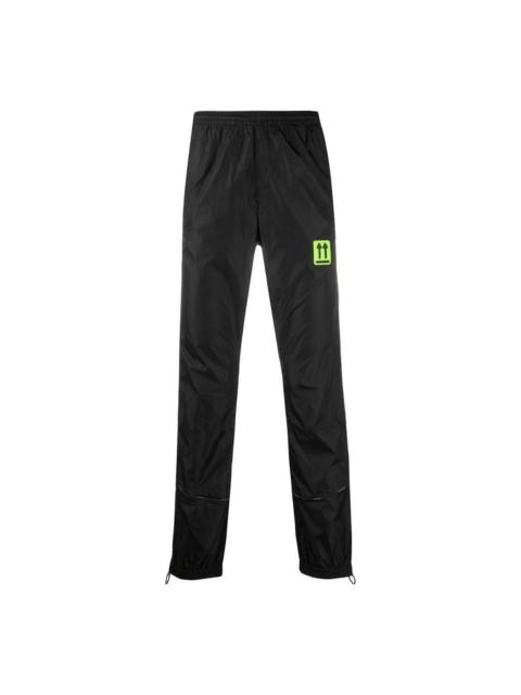 Men's Off-White SS22 Solid Color Label Elastic Waistband Sports Pants/Trousers/Joggers Version Black