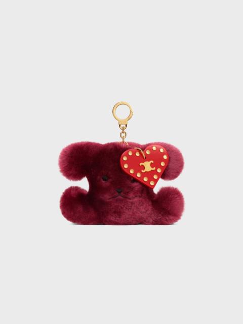TRIOMPHE POM-POM CHARM IN EMBROIDERED SHEARLING AND CALFSKIN