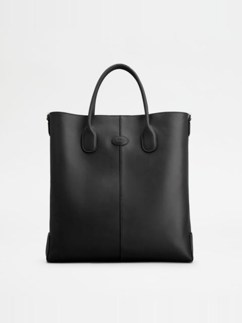 TOD'S DI BAG TOTE BAG IN LEATHER E SHEARLING MEDIUM - BLACK