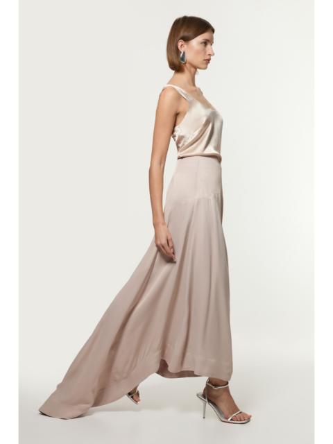 Viscose Satin Panelled Train Maxi Skirt