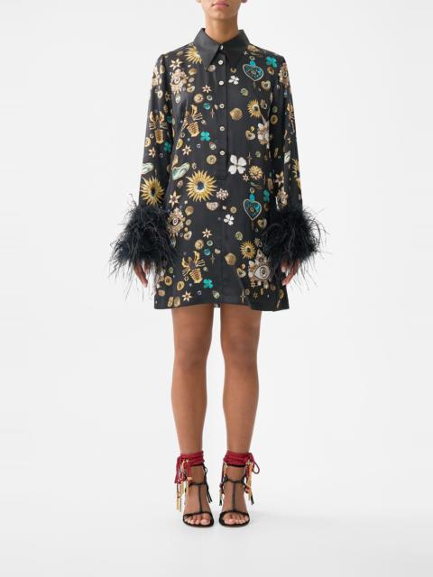MINI SHIRT DRESS WITH FEATHERS