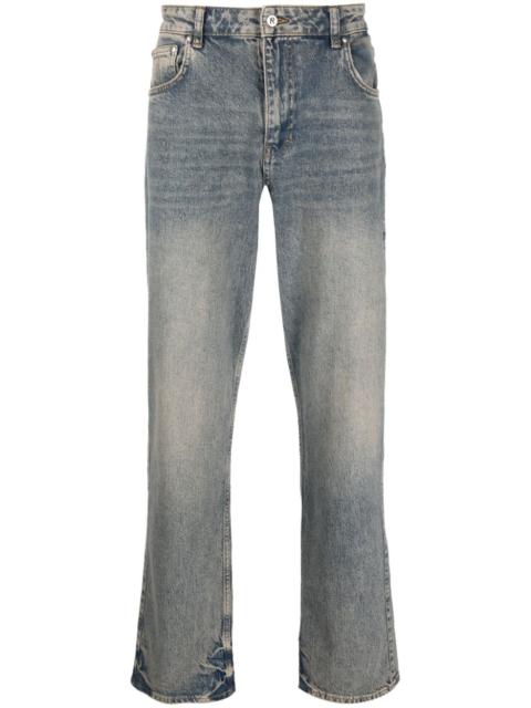 bleached-effect straight-leg jeans