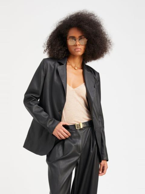 BLACK LEATHER CLASSIC BLAZER