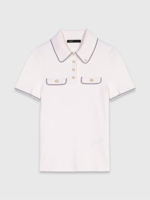 Short sleeve knit polo shirt