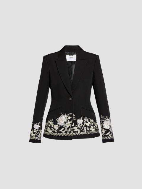 EMBROIDERED GRAIN DE POUDRE FITTED BLAZER