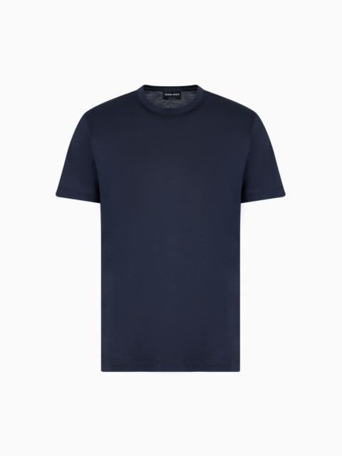 Plain-knit jersey T-shirt in a silk-and-cotton blend