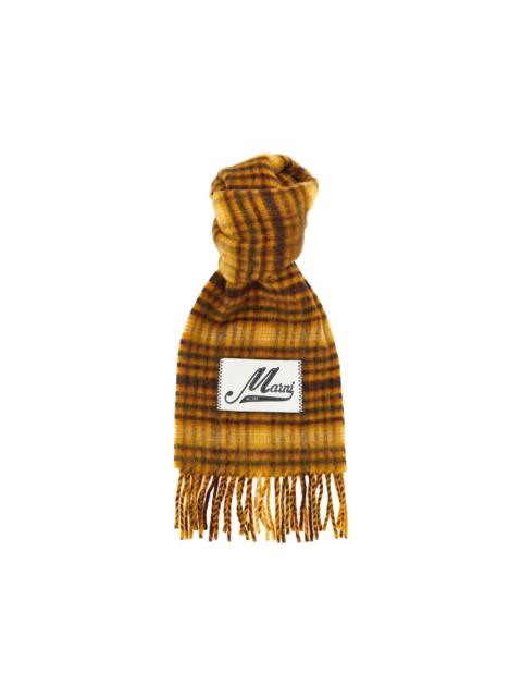 checked fringed scarf
