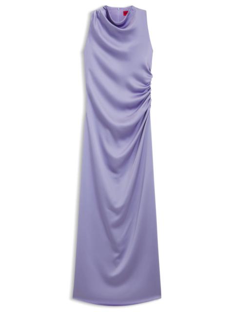 GATHERED-DETAIL MAXI DRESS IN SATIN