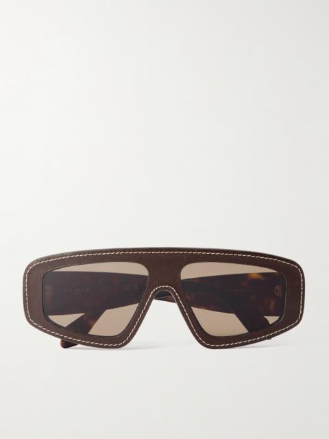Mask D-frame Leather And Tortoiseshell Acetate Sunglasses