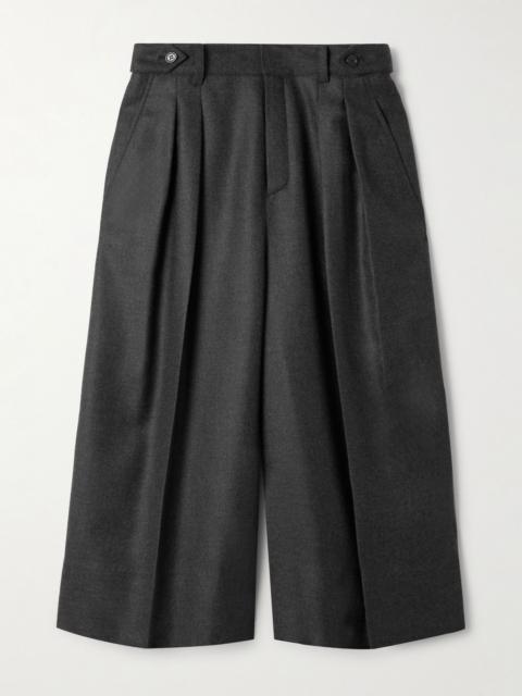 Flared pleated cashmere shorts Dark gray