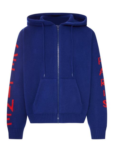 HOODED RIBBED KNIT ZIP-UP CARDIGAN