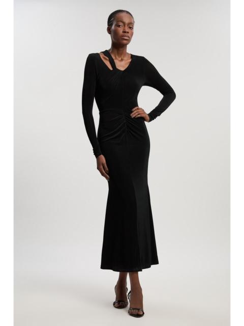 Slinky Crepe Twist Detail Maxi Dress