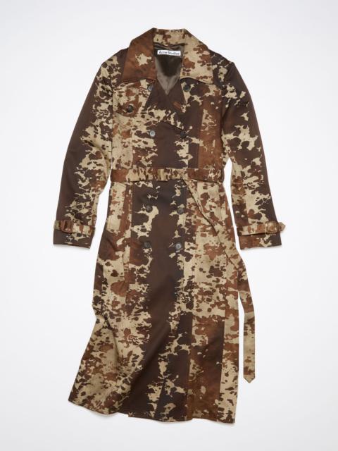 Cow print trench coat - Dark brown
