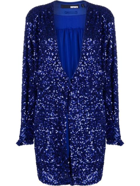 sequin-embellished V-neck wrap dress