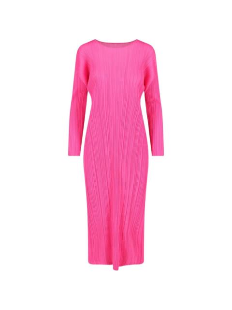 pleated midi dress