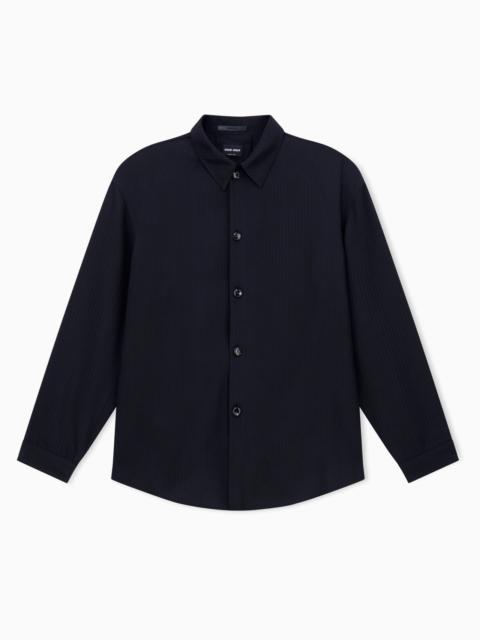 CHEVRON VISCOSE TWILL SHIRT JACKET