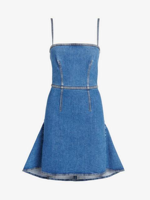 Women's Kickback Denim Mini Dress in Stone Washed
