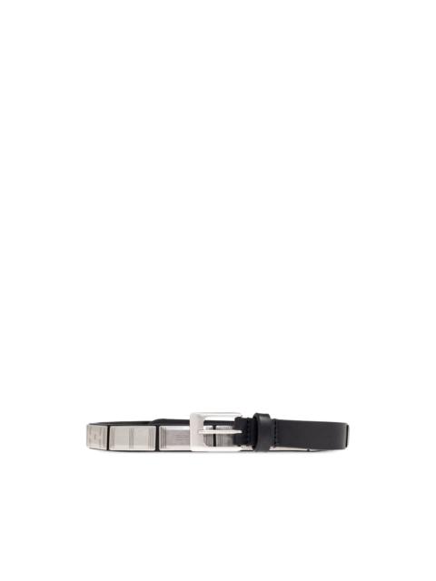 rectangle-buckle leather belt