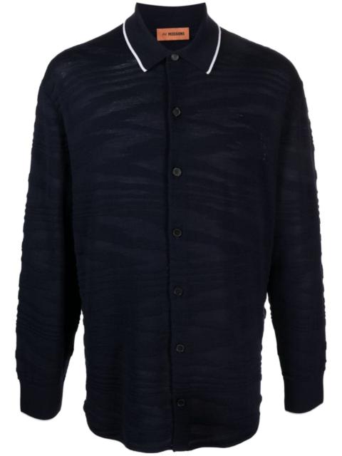 contrasting-trim wool-blend shirt