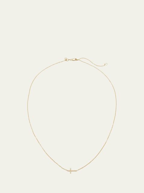 Small Gold Pave Diamond Cross Necklace