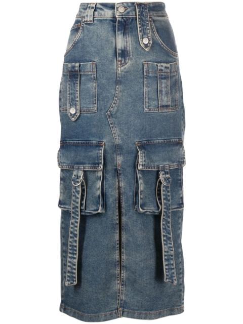 denim cargo skirt