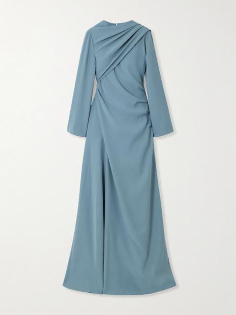 Draped Scarf-detailed Wrap-effect Silk-crepe Gown