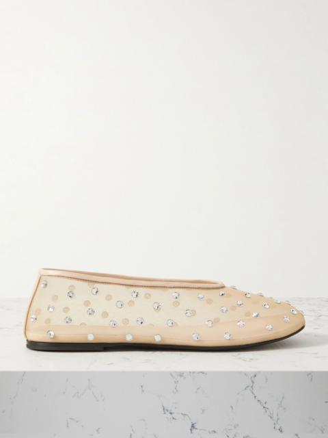 Marcy crystal-embellished mesh ballet flats Neutral