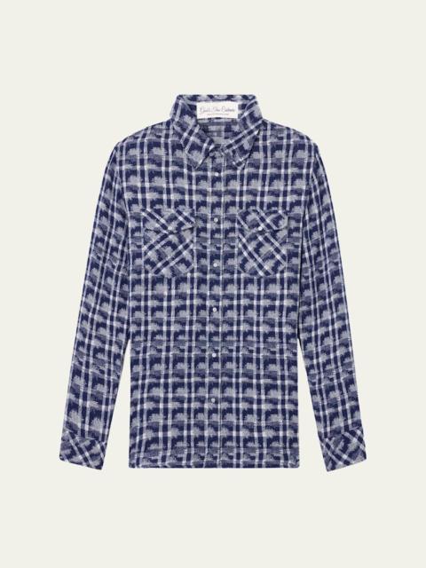 Shibori Plaid Cashmere Sport Shirt