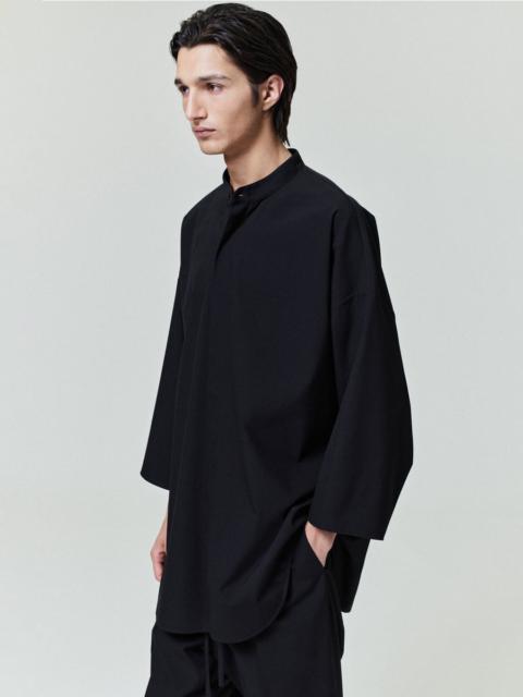 Cotton Wool Oxford Mandarin Relaxed Short Sleeve Shirt